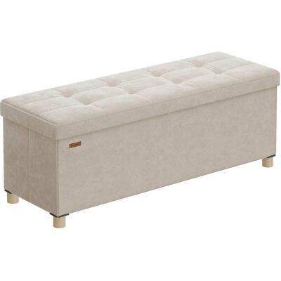 SONGMICS Puff almacenaje plegable de 38 x 110 x 40 cm de color beige SONGMICS Puff almacenaje plegable de 38 x 110 x 40 cm de color beige