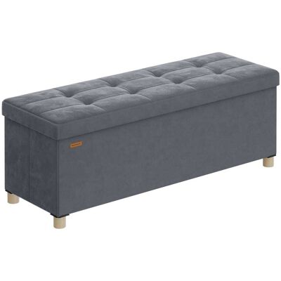 SONGMICS Puff almacenaje plegable de 38 x 110 x 40 cm de color gris SONGMICS Puff almacenaje plegable de 38 x 110 x 40 cm de color gris