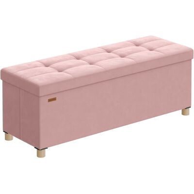 SONGMICS Puff almacenaje plegable de 38 x 110 x 40 cm de color rosa SONGMICS Puff almacenaje plegable de 38 x 110 x 40 cm de color rosa