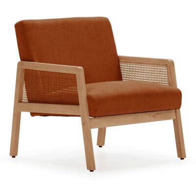 Calicosy Sillón de tela con patas de madera y ratán l68 cm Calicosy Sillón de tela con patas de madera y ratán l68 cm