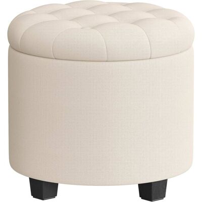 SONGMICS Puff de almacenamiento con patas de tejido lino color beige SONGMICS Puff de almacenamiento con patas de tejido lino color beige