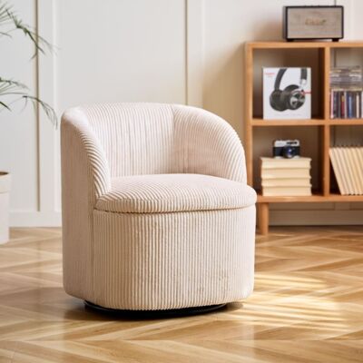Nordlys Sillón swivel y puf en tejido beige Nordlys Sillón swivel y puf en tejido beige