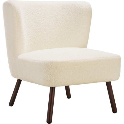 Tectake Sillón de cóctel estilo teddy, acolchado, funda de bouclé, blanco roto Tectake Sillón de cóctel estilo teddy, acolchado, funda de bouclé, blanco roto
