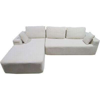 Concept Usine Sofá esquinero de 3 plazas de terciopelo acanalado beige Concept Usine Sofá esquinero de 3 plazas de terciopelo acanalado beige