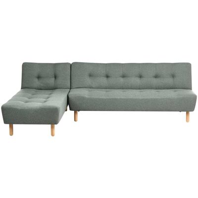 Beliani Sofá cama modular esquinero 4 plazas tela verde derecha Beliani Sofá cama modular esquinero 4 plazas tela verde derecha
