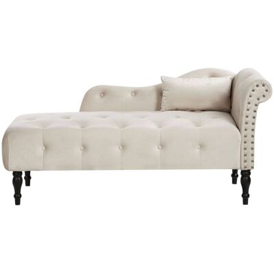 Beliani Chaise longue derecho Terciopelo Beige claro Beliani Chaise longue derecho Terciopelo Beige claro