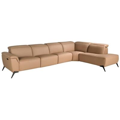 Angel Cerda Sofá chaise longue relax modular derecho piel marrón Angel Cerda Sofá chaise longue relax modular derecho piel marrón