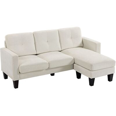 Homcom Sofá chaise longue 186x130x84 cm crema Homcom Sofá chaise longue 186x130x84 cm crema