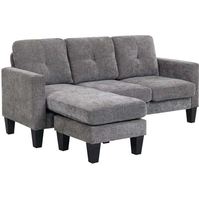 Homcom Sofá chaise longue 186x130x84 cm gris oscuro Homcom Sofá chaise longue 186x130x84 cm gris oscuro