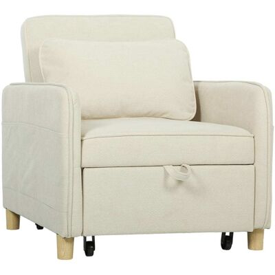 Homcom Sofá cama individual 74x85.5x82 cm beige Homcom Sofá cama individual 74x85.5x82 cm beige