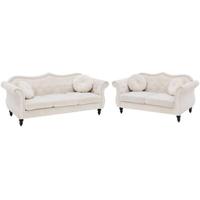 Beliani Conjunto de sofás 5 personas de tejido beige Beliani Conjunto de sofás 5 personas de tejido beige