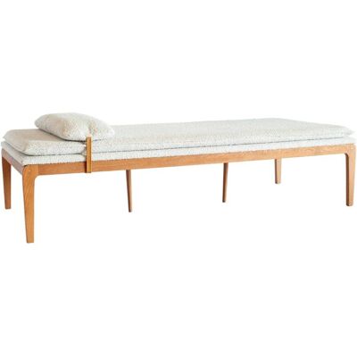 PIB Chaise longue de roble y tejido crema PIB Chaise longue de roble y tejido crema