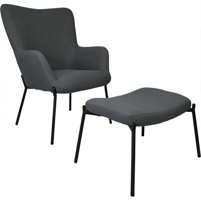 Happy Garden Sillón de tela bouclette gris con reposapiés Happy Garden Sillón de tela bouclette gris con reposapiés