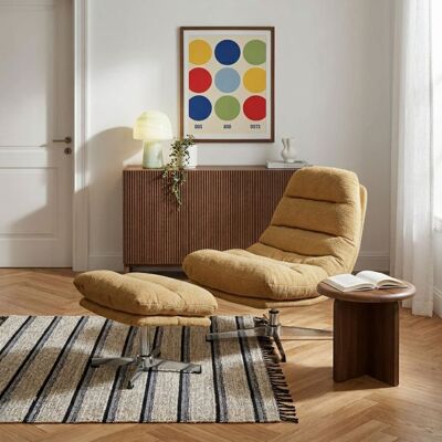 Baita Sillón giratorio 1 plaza + reposapiés tejido amarillo mostaza Baita Sillón giratorio 1 plaza + reposapiés tejido amarillo mostaza