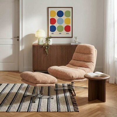 Baita Sillón giratorio de 1 plaza + reposapiés, tejido terracota Baita Sillón giratorio de 1 plaza + reposapiés, tejido terracota