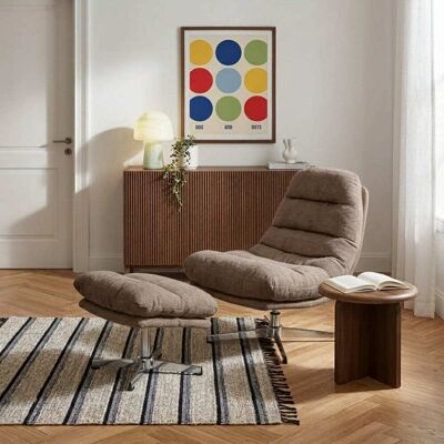 Baita Sillón giratorio de 1 plaza + reposapiés, tejido marrón Baita Sillón giratorio de 1 plaza + reposapiés, tejido marrón