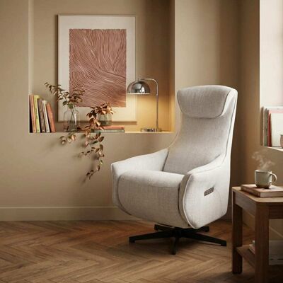 Baita Sillón relax eléctrico giratorio de 1 plaza en tejido gris Baita Sillón relax eléctrico giratorio de 1 plaza en tejido gris