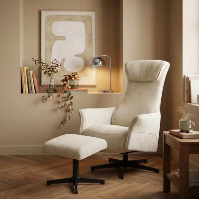 Baita Sillón relax manual giratorio + reposapiés 1 plaza tejido beige Baita Sillón relax manual giratorio + reposapiés 1 plaza tejido beige
