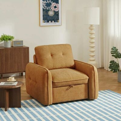 Baita Sillón convertible de 1 plaza, tejido de chenilla naranja Baita Sillón convertible de 1 plaza, tejido de chenilla naranja