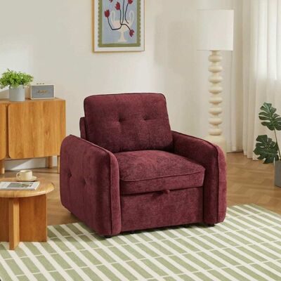 Baita Sillón convertible de 1 plaza, tejido de chenilla rojo Baita Sillón convertible de 1 plaza, tejido de chenilla rojo