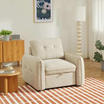 Baita Sillón convertible de 1 plaza, tejido de chenilla beige Baita Sillón convertible de 1 plaza, tejido de chenilla beige