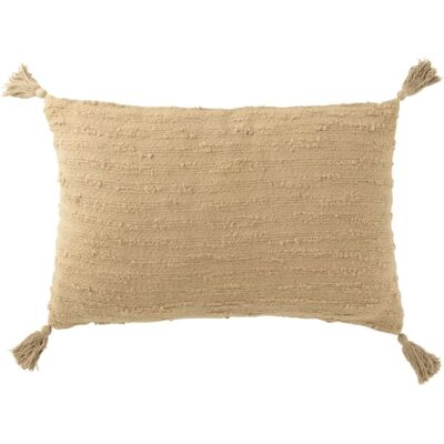 J-line Cojín rectangular con flocado en algodón beige 60x40x12 cm J-line Cojín rectangular con flocado en algodón beige 60x40x12 cm