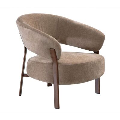 Calicosy Sillón de tejido beige con patas de metal efecto nogal a78 cm Calicosy Sillón de tejido beige con patas de metal efecto nogal a78 cm