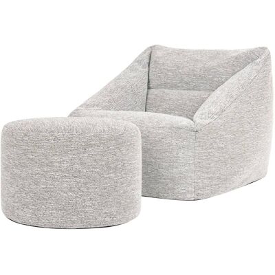 Icon Puf sillón con reposapiés redondo de tejido, natural Icon Puf sillón con reposapiés redondo de tejido, natural