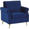 Beliani Sillón de terciopelo azul marino dorado