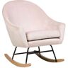 Beliani Silla mecedora de terciopelo rosa pastel madera clara