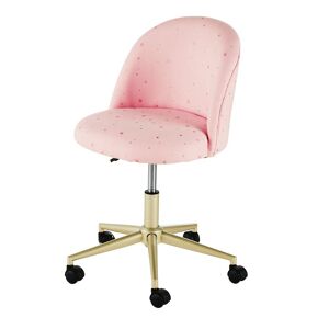 Maisons du Monde Silla de escritorio infantil regulable con ruedas en latón y rosa