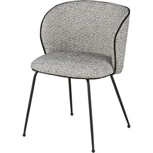 Maisons du Monde Silla de poliéster reciclado y lino gris con patas de metal negro