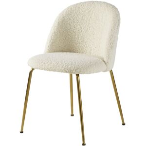 Maisons du Monde Silla de rizo blanco y metal cromado dorado