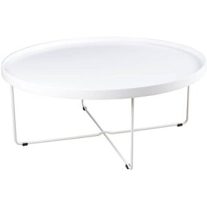 Koketto Home Mesa de centro tapa lacada blanco y estructura metalica blanco