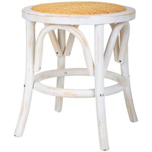 Wanderlust deco Taburete de madera y asiento de ratan D40x45h cm