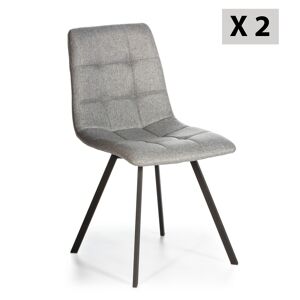 HOMN Set de 2 sillas comedor tapizadas en tela gris claro
