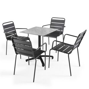 Oviala Mesa de jardín de mártaupe laminado y 4 sillas grises