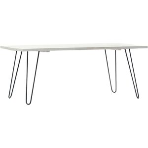 Klast Home Mesa de centro fija de madera reciclada y metal blanco 110 x 45 cm