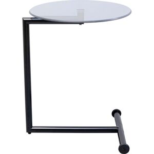 Kare Design Mesa auxiliar en vidrio negro y acero Ø46c