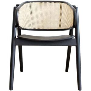 Vinta Home Silla Comedor Nórdica Madera Y Ratán  Negra