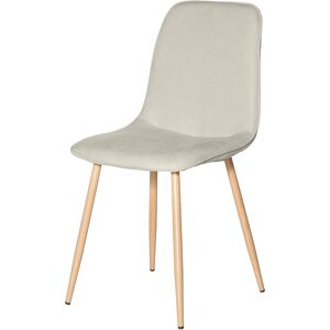 Koketto Home Silla tapizada beige y pata metalizada efecto madera