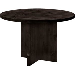 Decowood Mesa de comedor redonda de madera maciza en tono negro de ø110x75cm