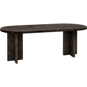 Decowood Mesa de comedor de madera maciza ovalada en tono negro de 200x75cm