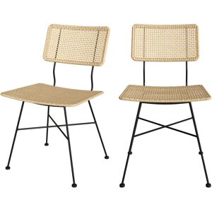 Rendez-Vous Déco Silla de ratán con patas de hierro negro (set de 2)