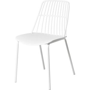 Koketto Home Silla de polipropileno blanco con asiento a rayas y patas metálicas.