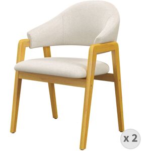 Moloo Silla de tela de lino y madera natural (x2)