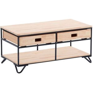 duehome Mesa de centro industrial madera, roble, 100 x 46 x 50