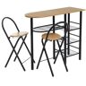 Unimasa Set de mesa con 2 taburetes de metal y MDF negro