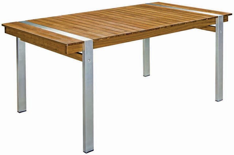 LolaHome Mesa de jardín de comedor de acero inoxidable marrón de 160x85x74 cm