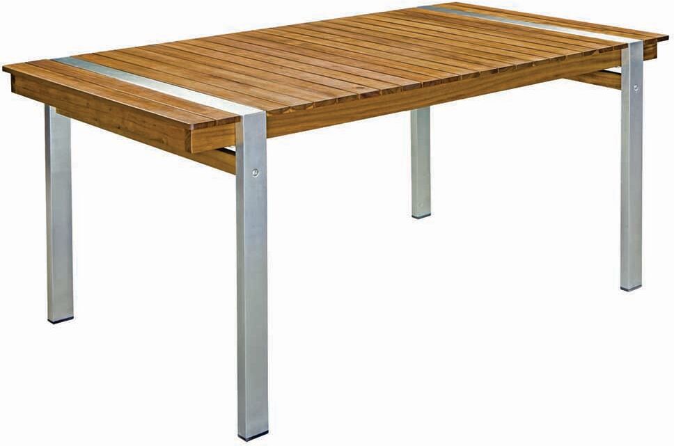 LolaHome Mesa de jardín de comedor de acero inoxidable marrón de 220x100x74 cm